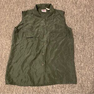 Backroad Blues Vintage Green Sleeveless Blouse Size Medium
